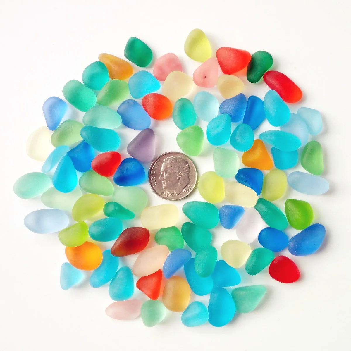 30 Pieces Sea Glass Beads/Beach Glass Beads for Jewelry Making ,Middle Size(10-14mm Length))