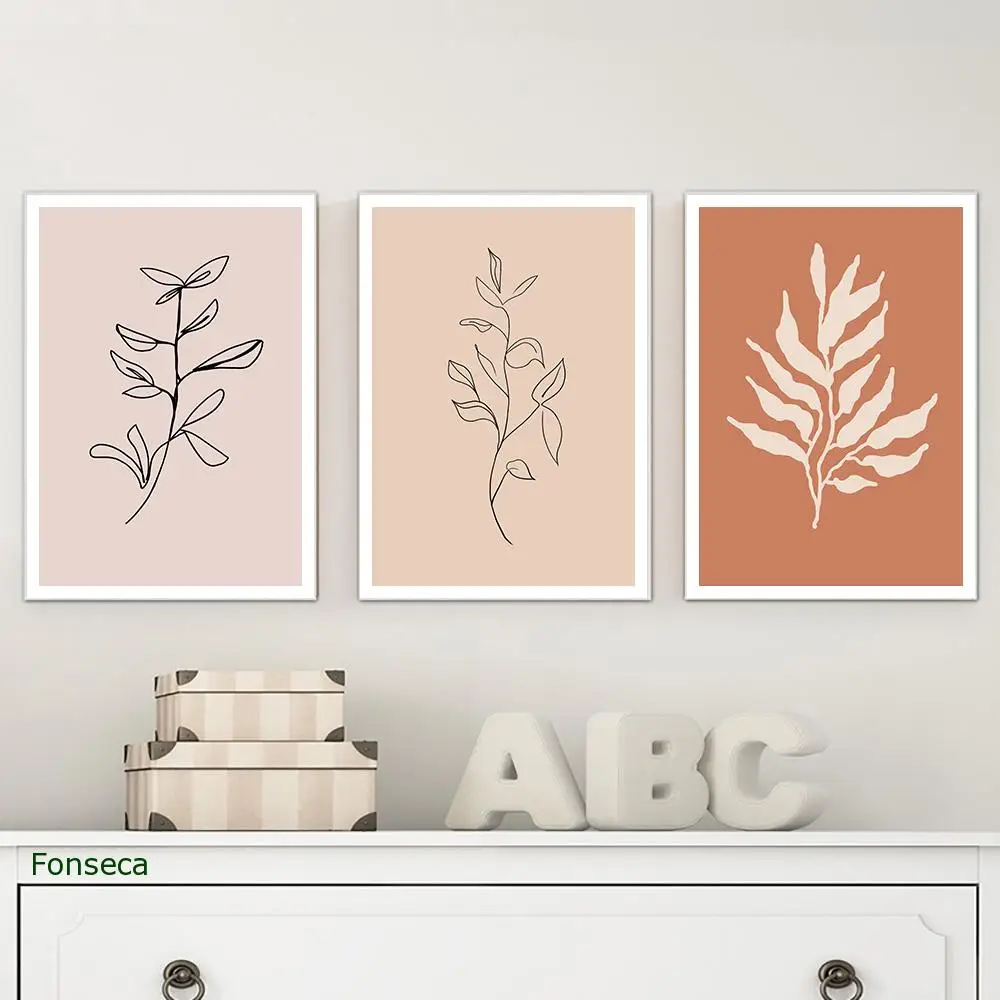 Frigid Style Plant Leaves Abstract Canvas Painting Vintage Plants  Leaf Poster Minimalist Modern Wall Art Pictures Home Decor