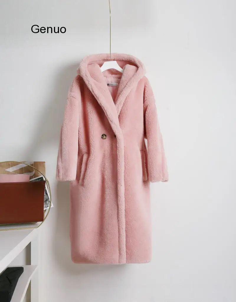 Women Thick Long Jackets 2020 Winter Warm Female Lambswool Coats Turn Down Collar Single Button Loose Solid Outwear Feminina