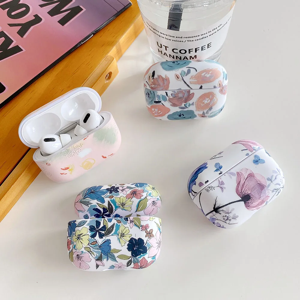 Nghệ Thuật Hoa Tai Nghe Chụp Tai Dành Cho Tai Nghe Apple Airpods 2 1 3 Không Vỏ Ốp Lưng Dễ Thương Dạ Quang Hoa Vintage Dành Cho AirPod pro Bảo Vệ Vỏ