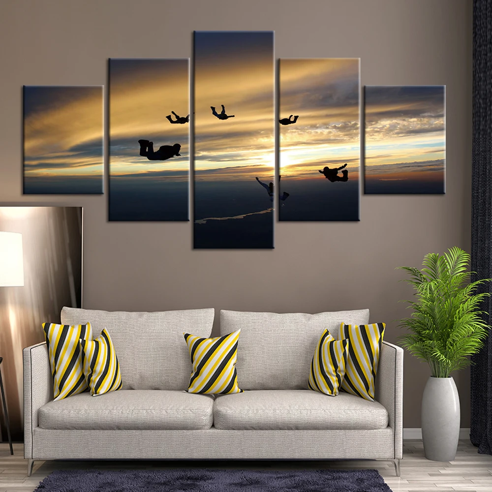 5 Piece Canvas Paintings Framework HD Prints Pictures Airplane flight Poster Home Decor Wall Art