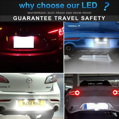 Imagen 2 del producto Luces LED para matrícula de coche, accesorios blancos para Mazda3 2009-2013, Mazda 2 2011-2013, sin errores, 2 piezas