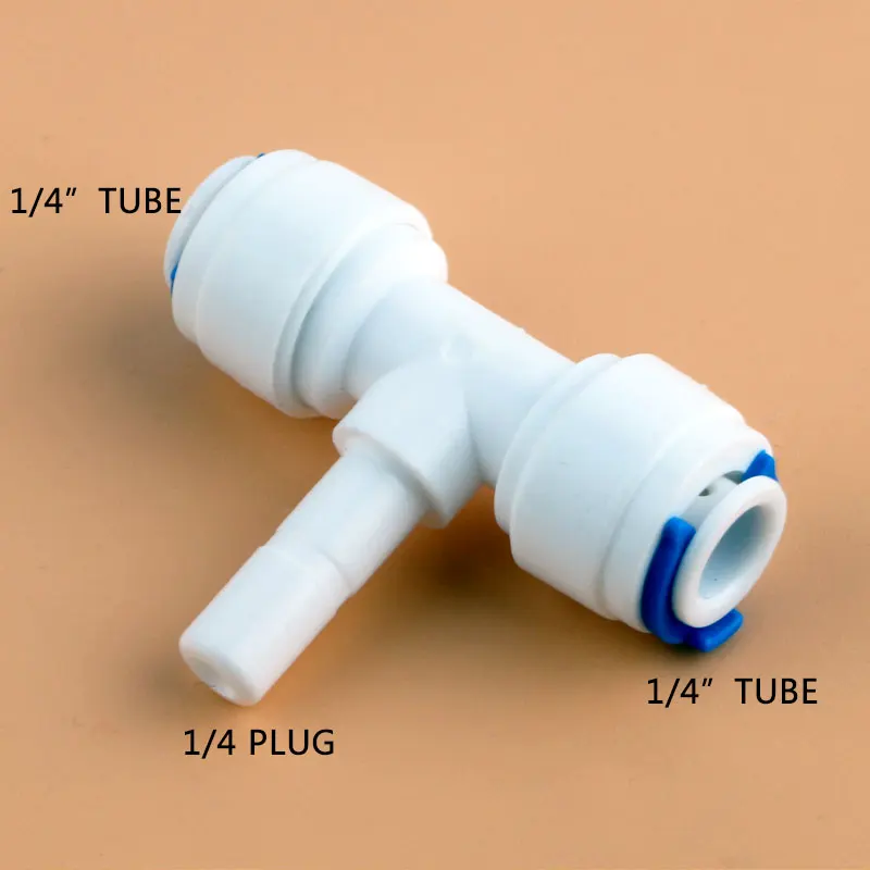 1/4 ''PE Kết Nối Nhanh 1/4'' Trung Bu Lông Tee 7011 Ống 3 Cách Cứng Cắm Chung Bể Cá Nước RO lọc Hệ Thống Thẩm Thấu Ngược