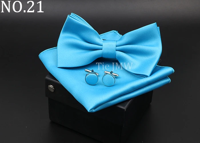Herren Klassische Helle Farbe Bowtie Set Grün Rosa Blau Rot Fliege Manschettenknöpfe Hochzeit Krawatten Taschentuch Party Geschenk Krawatte Hemd zubehör – Detail 21