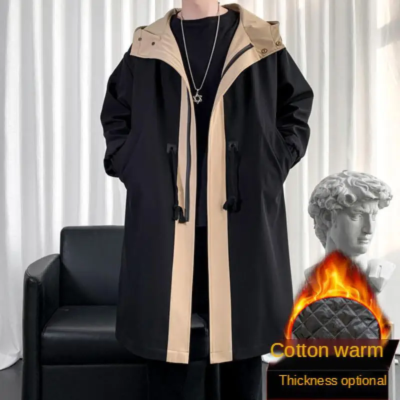 2023 Spring Long Style Coat Men\'s High Quality Casual Trench Coat Casual Hoooded Jackets Men\'s Clothing Windbreakers Waterproof