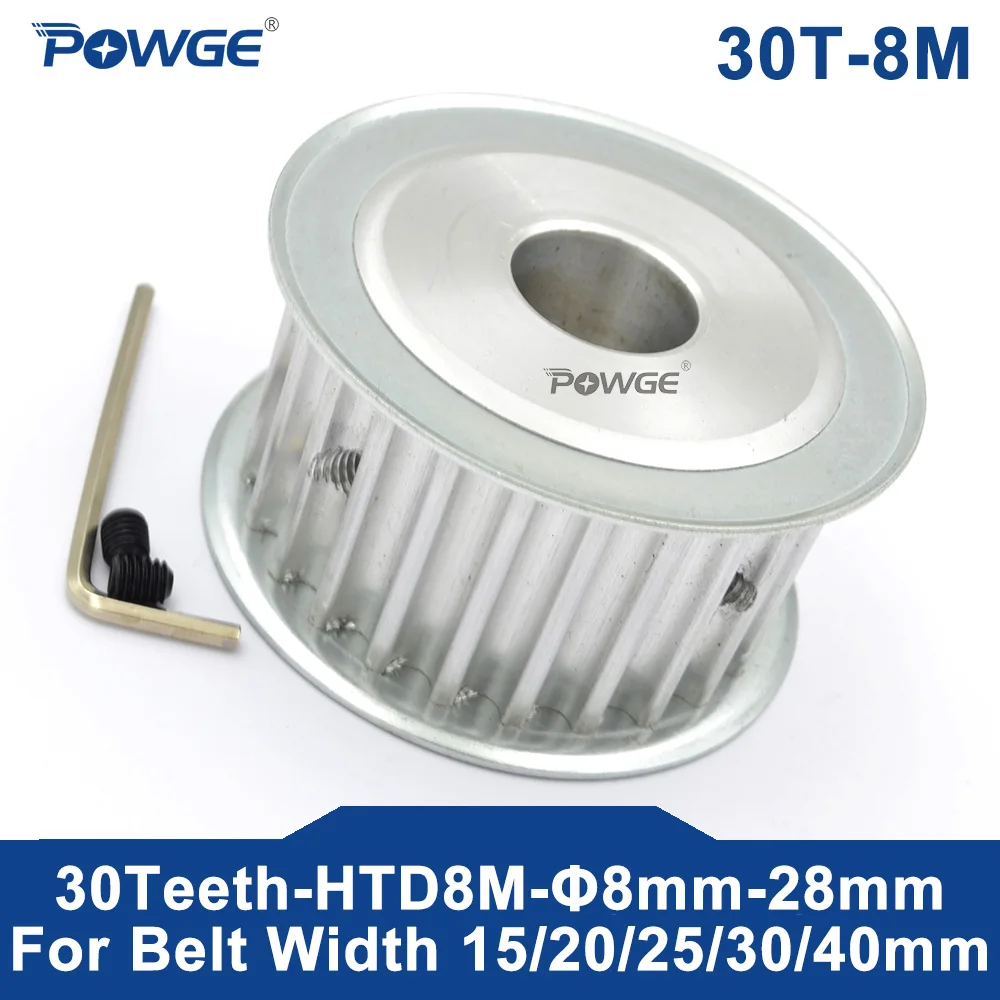 

POWGE ARC HTD 8M 30 Teeth Timing Synchronous Pulley Round Bore 8-30mm for Belt Width 15/20/25/30/40mm HTD8M 30-8M AF 30T 30Teeth