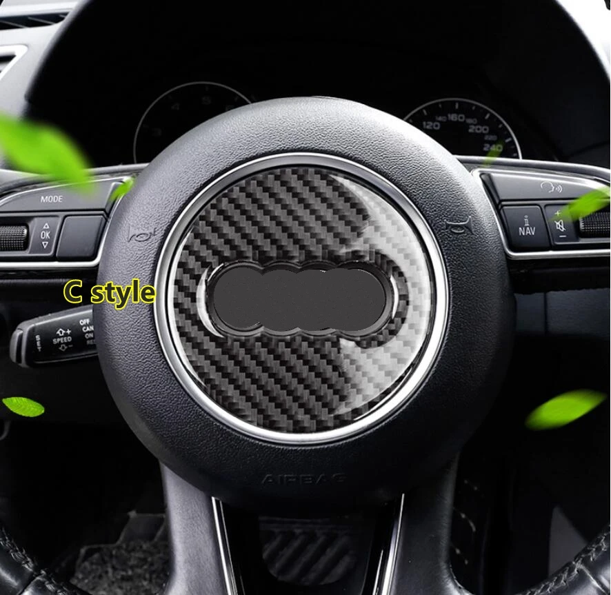 Car Carbon Fiber Steering Wheel Logo Sticker Frame Cover For Audi A1 A3 A4 A5 A6 A7 Q3 A6 C7 Q5 A8 Q7 B6 B7 Auto Accessories