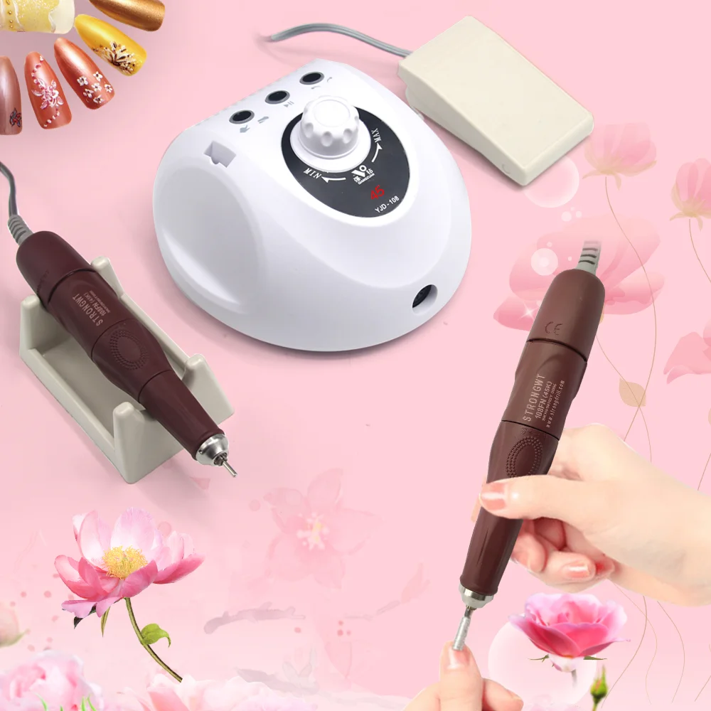 1SET 45000RPM STRONG DRILL Brand electric nail drill machine YJD 108 micromotor 108FN handpiece