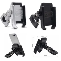 Aluminum Alloy Bike Motorcycle Handlebar Phone Holder Stand Mount Universal 360 Degree Moblie Holder for 4-6.4 Inch Mobile Phone