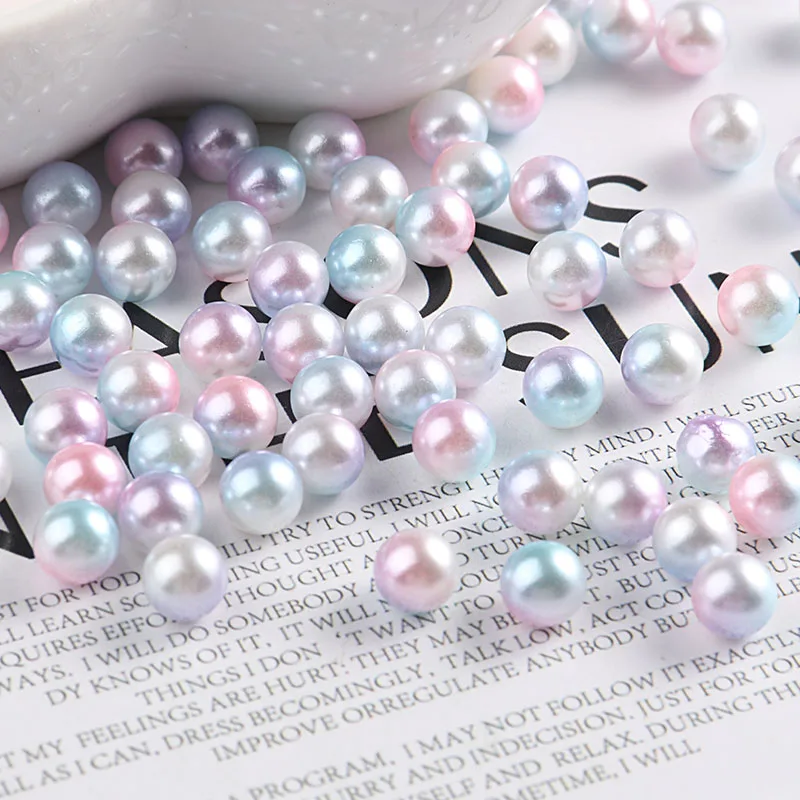 1pack Multi Size 3-12mm Colorful Pearls Round Acrylic Imitation Flatback Pearl Beads No Hole Diy for Jewelry Making Phone Art