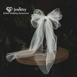 CC Veil Wedding Hair Accessories for Women Bridal Hairwear Engagement Jewelry Butterfly Shape 100% Handmade Short Veils QS118