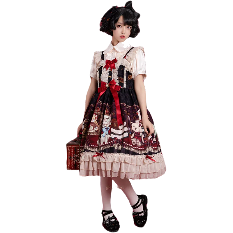 Prinzessin tee party süße lolita kleid vintage spitze bowknot hohe taille viktorianischen kleid kawaii mädchen gothic lolita jsk loli cosplay