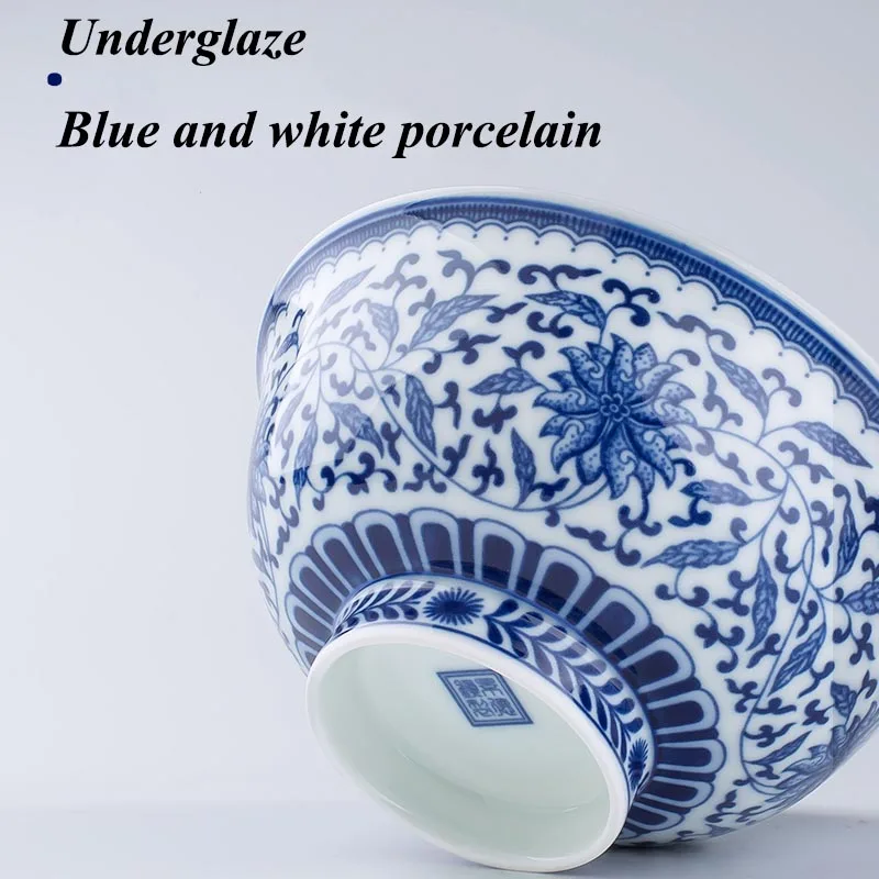 4/5/6/7.5 inch Jingdezhen Blue and White Porcelain Ceramic Ramen Bowl Chinese Household Rice Soup Bowls Kitchen Tableware Crafts