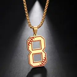 My Shape 0-9 Number Pendant Necklace for Men Sport Basketball Figure Baseball Pattern Stainless Steel Necklaces Punk Jewelry