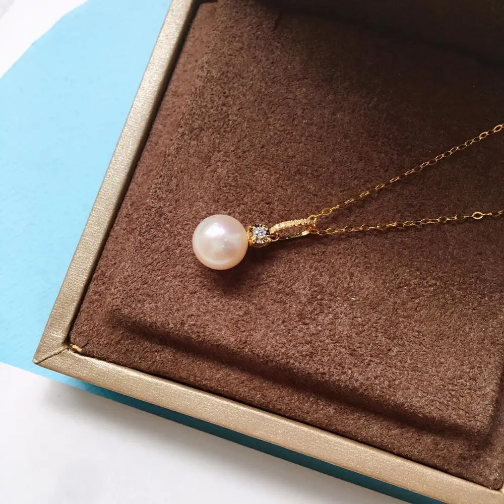 MADALENA SARARA 7-7.5mm Saltwater Pearl Pendant Necklace Natural White Akoya Pearl Necklace 18K Gold Luxury Women Jewelry