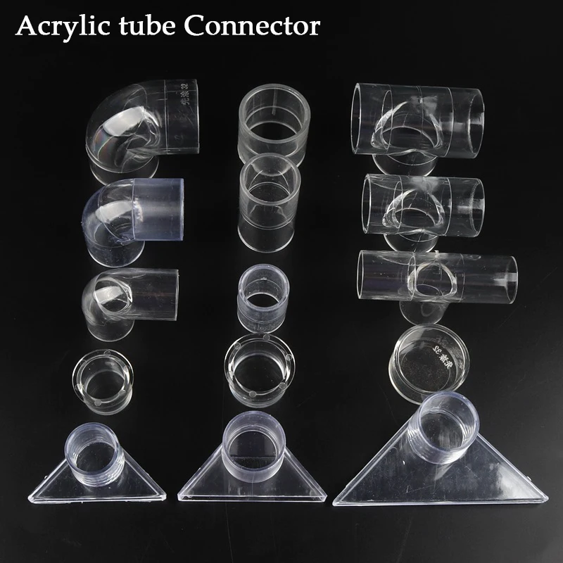 

5Pcs Acrylic Pipe Connector I.D 16/20/25/32mm PVC Transparent Connectors Aquarium Fish Tank Joints Garden watering Tube Parts