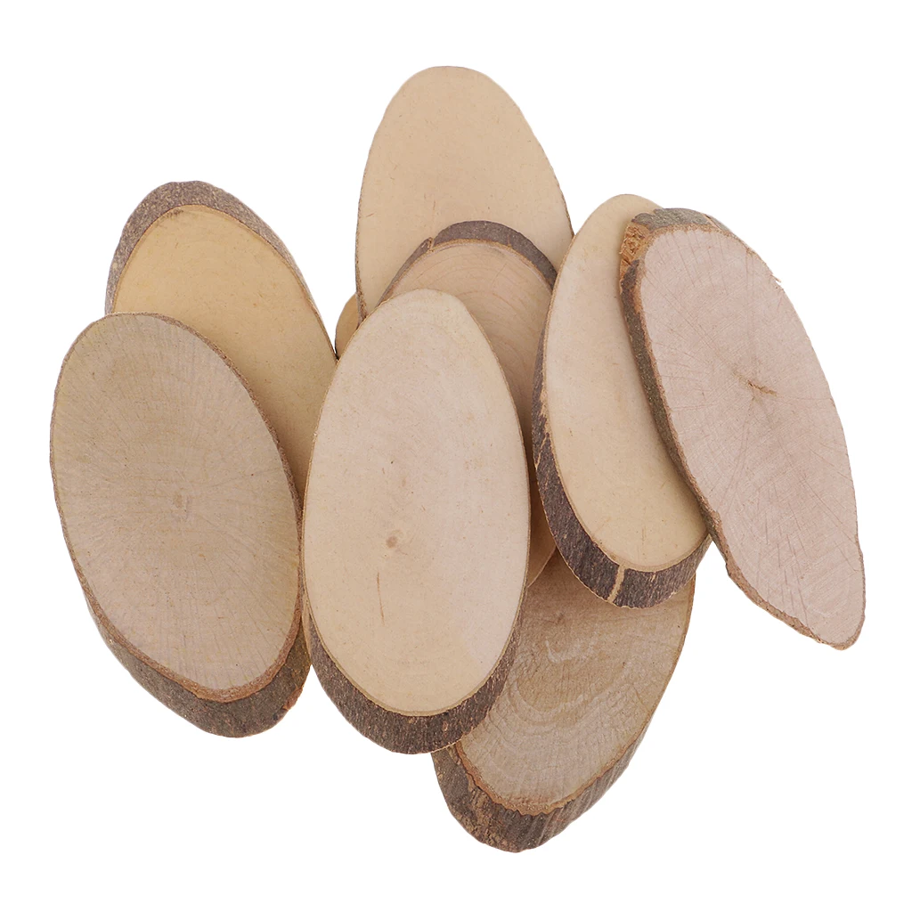 10x Rustic Natural Oval Wood Pine Tree Slice Disc Wedding Centerpieces Decor