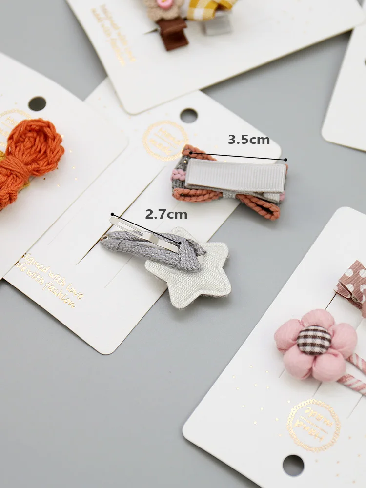 Baby Girls Hair Clips Fully Cloth Wrapped Kids Hair Stripe Dots Bows Flower Wool Ball Hairpin Barrettes Headdress