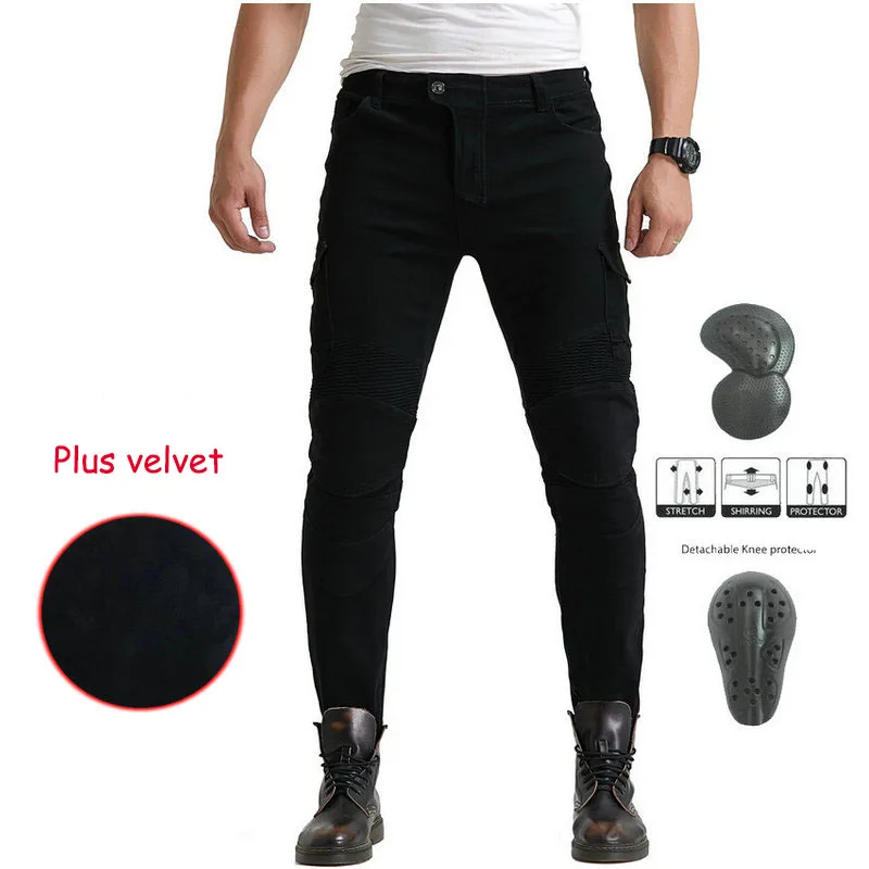 motorcycle jeans outdoor plus velvet warm Winter leisure army green overalls  motorcycle riding pants with 4 pads