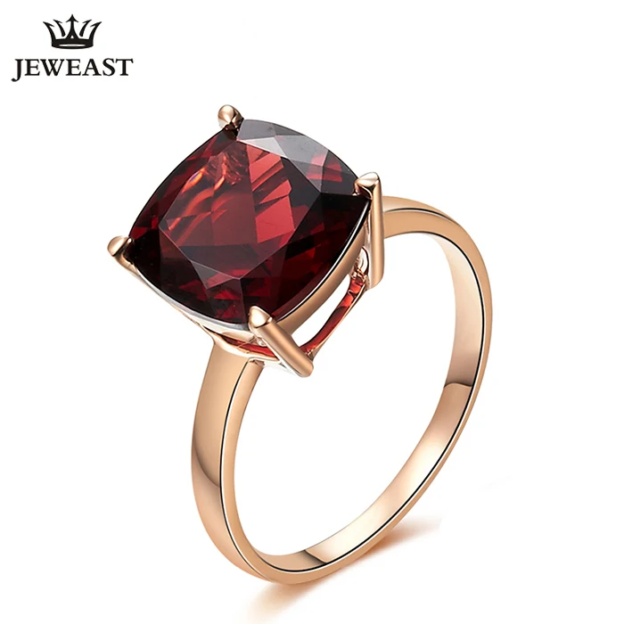 

LSZB Natural Garnet 18K Pure Gold 2023 New Hot Selling Top Ring Women Heart Shape Ring For Ladies Woman Genuine Jewelry