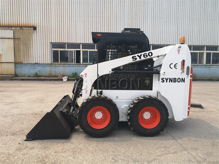 SY60 Mini Skid Steer retroexcavadora con ruedas de carga 850kg Motor hidráulico