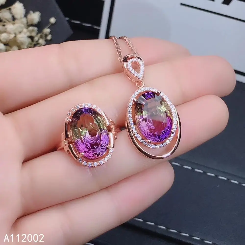 

KJJEAXCMY fine jewelry Ametrine 925 sterling silver women gemstone set trendy hot selling