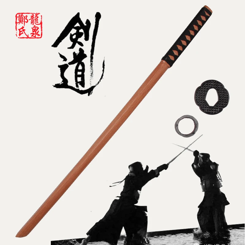 Katana LaidoHard wood 100cm Kendo Practice Sword Oak Decorative Bokken Samurai Red Black Color Brandon Swords