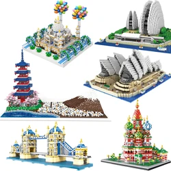 New famous building Sydney Opera House, Vasilievsky Church, Mount Fuji, Taj Mahal model small building block children's toy gift