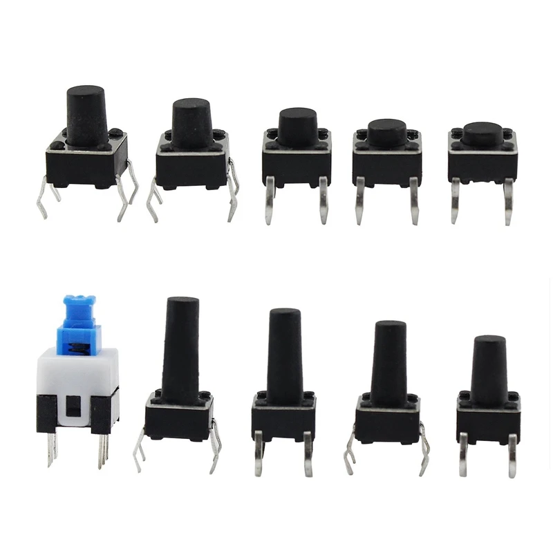 10 Values 180PCS Tactile Button Switch Mini Momentary Push Button Switch Assortment Kit