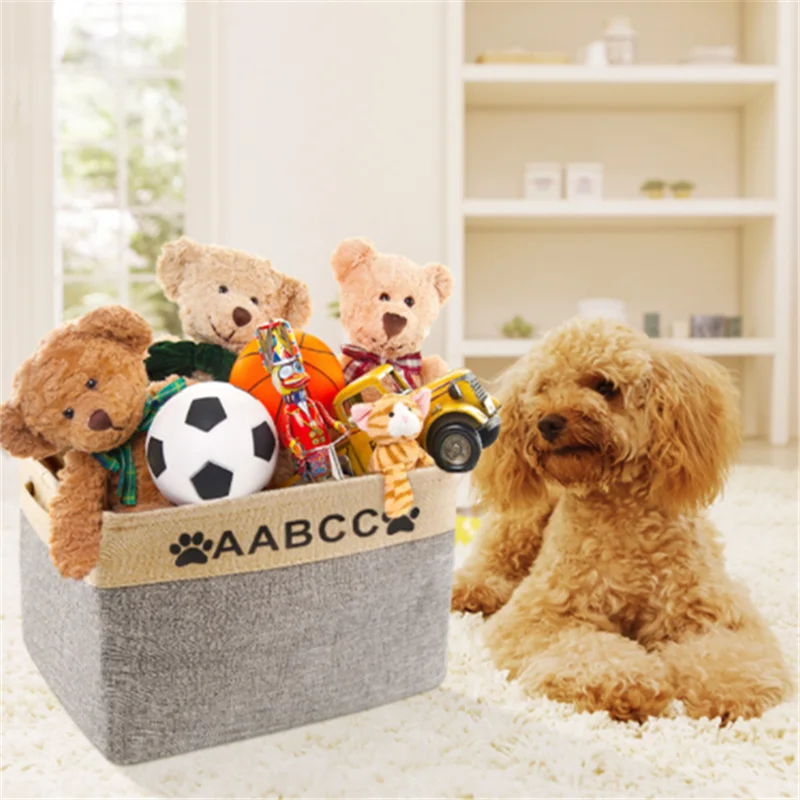 

Personalized Pet Dog Toy Storage Perfect Bunny Organizing Basket Canvas Bag Foldable Linen Box Bin With With Handles Blanket