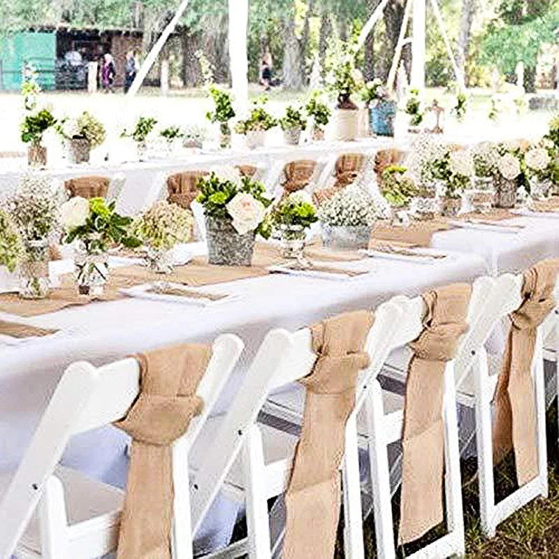 15*240CM Burlap Roll Natural Jute Hessian Burlap Chair Bow Table Runners for Wedding Decoration Vintage Home Party Supplies