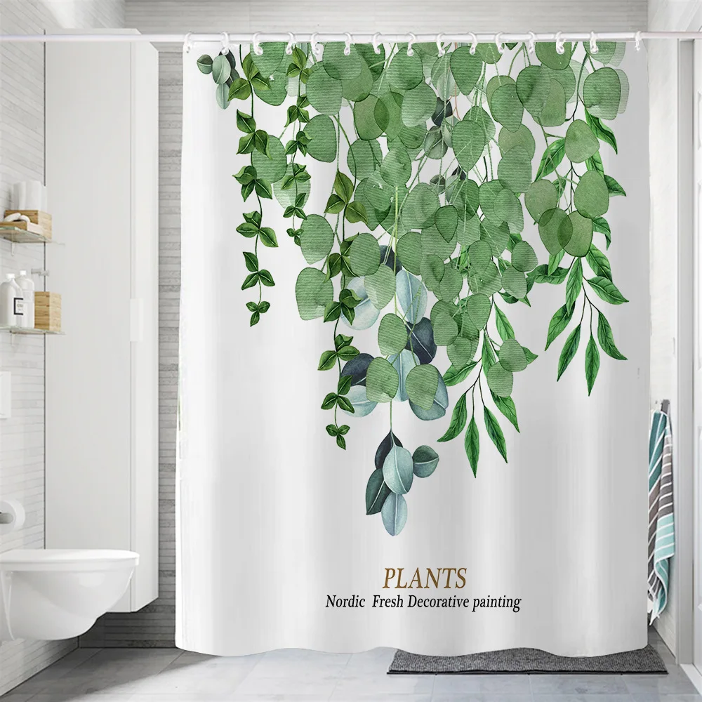 Flower Red Rose Cactus Plant Fresh Shower Curtains Bathroom Curtain Frabic Waterproof Polyester Bathroom Curtain with Hooks