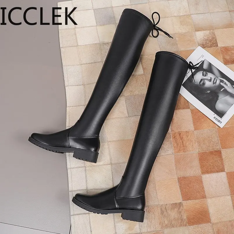 2020 Fashion women\'s boots winter high heels quality long comfortable Mujer thigh high boot Botas Mujer knee enlarges 35-43