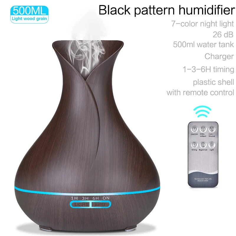 500ML Air Humidifier Diffuser Wireless Remote Control Atomization Purification 7-color LED Night Light Suitable For Home Office