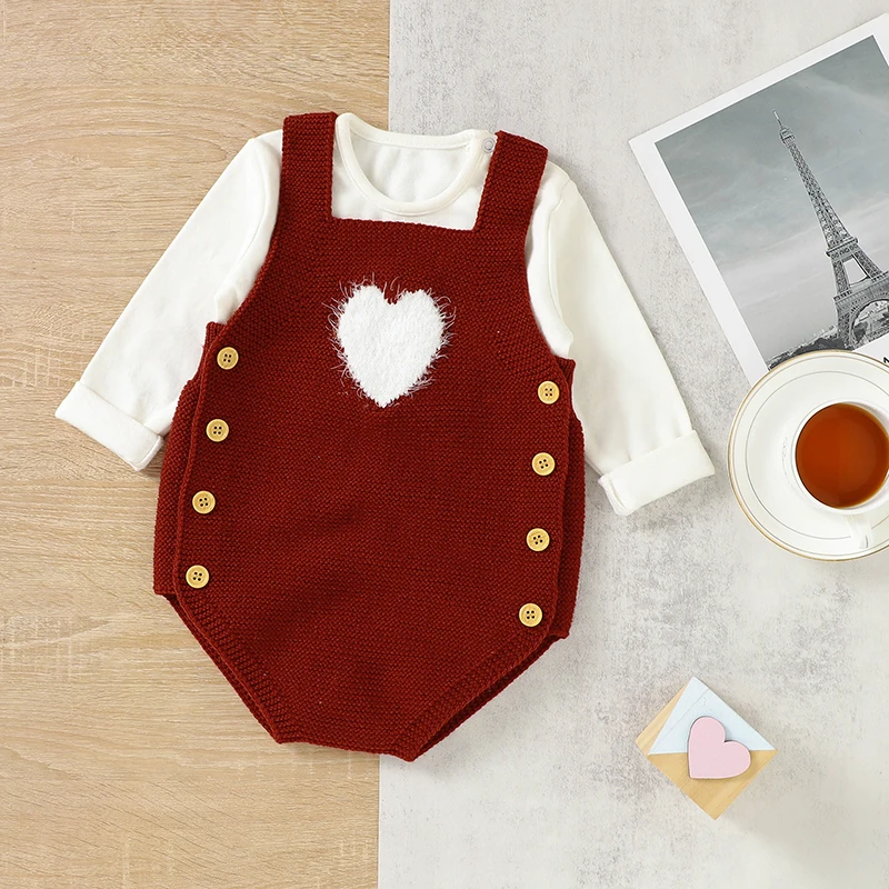 

Newborn Baby Bodysuit Knitted Infant Girl Jumpsuit Top Sleeveless Summer Toddler Boy Clothing Solid Sling Onesie 0-18M Cute Love