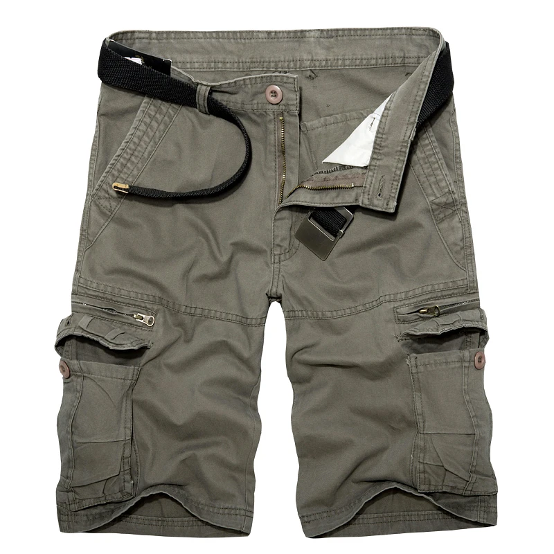 Calções militares para homens, algodão verde do exército, calças de bermuda casual de bolso múltiplo, verão, 40