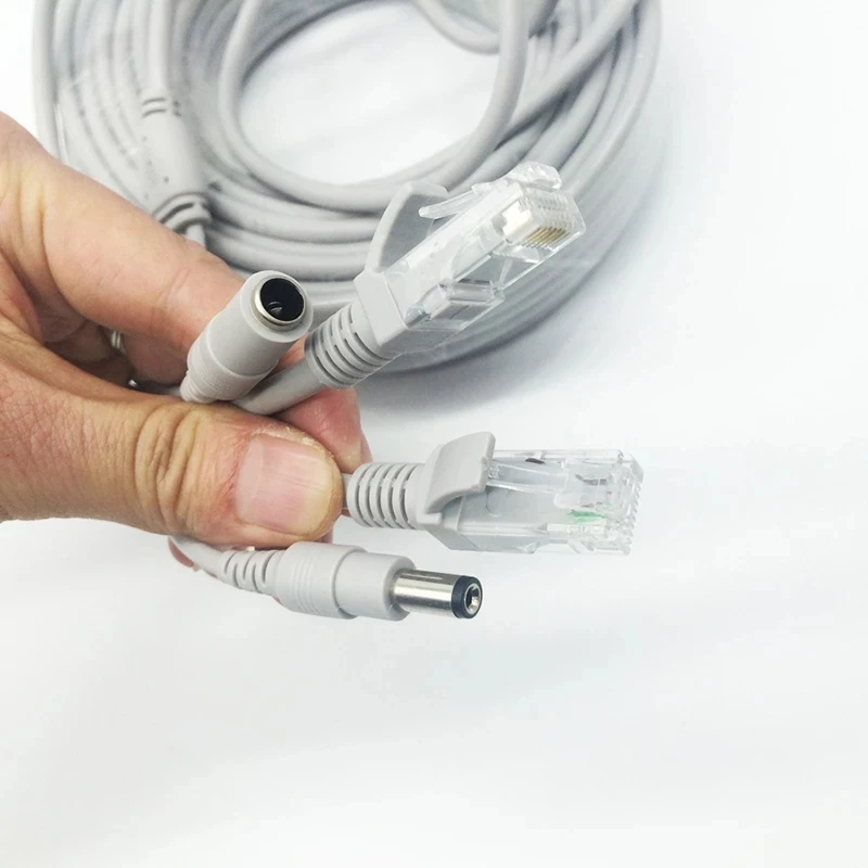 5M 10M 20M 30M Camera Connection RJ45 Network Cable with 12v DC Thick Power 2.1x5.5mm Integrated Extension Ethernet Wires