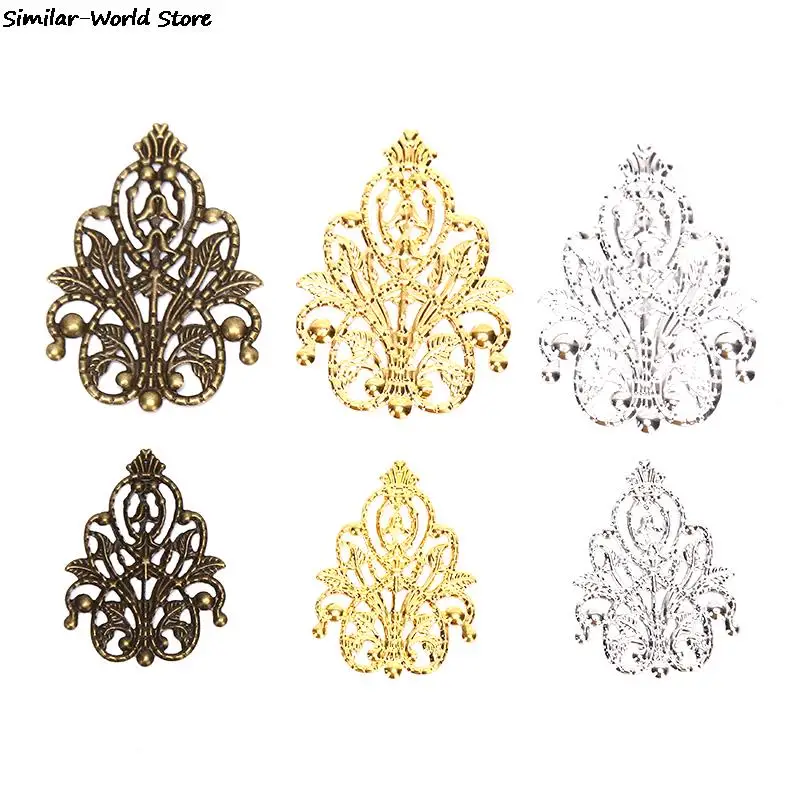 20pcs Wholesale Filigree crafts Hollow Embellishments Findings Jewelry Accessories Bronze Tone ornaments 35mm