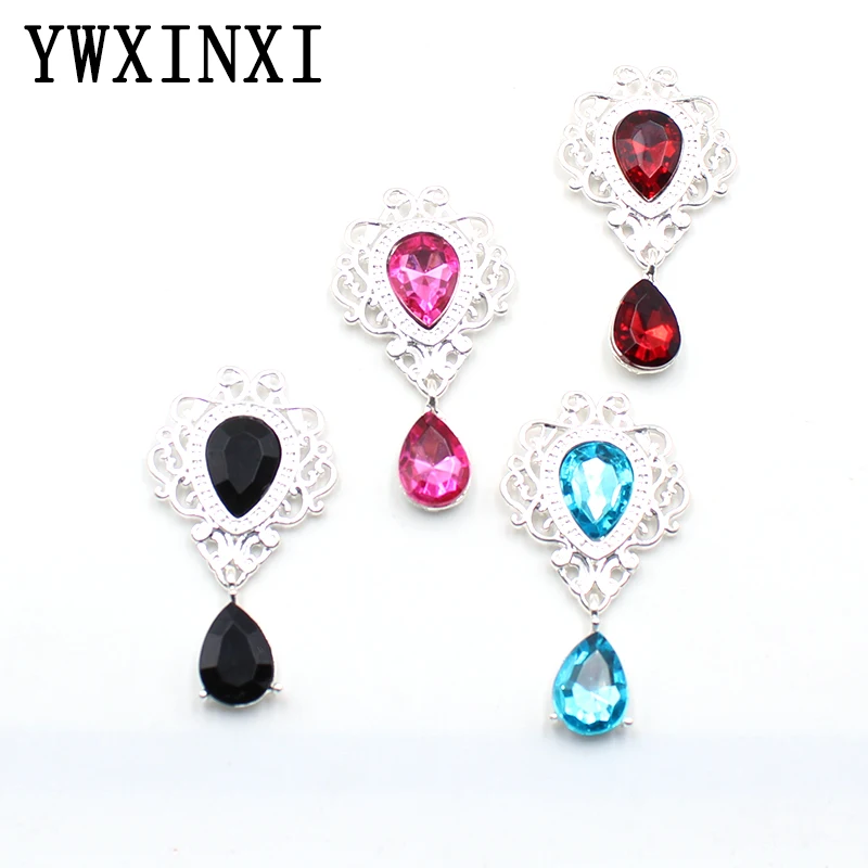 

10Pcs New Alloy Shiny Rhinestone Flat Brooch DIY Wedding Holiday Wine Bottle Invitation Pendant Creative Decoration