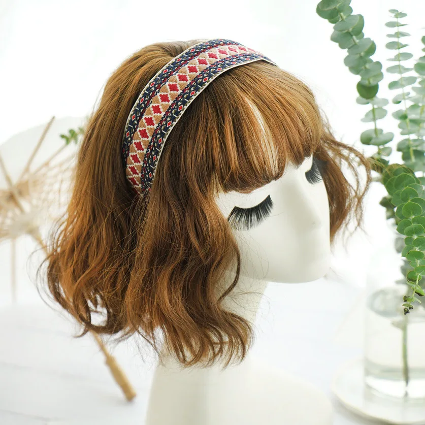 Embroidery Ethnic Retro Bohemian Braided Hairband Women Girls Hair Head Bands Headband Korea Hair Scrunchy Antislip Headdress