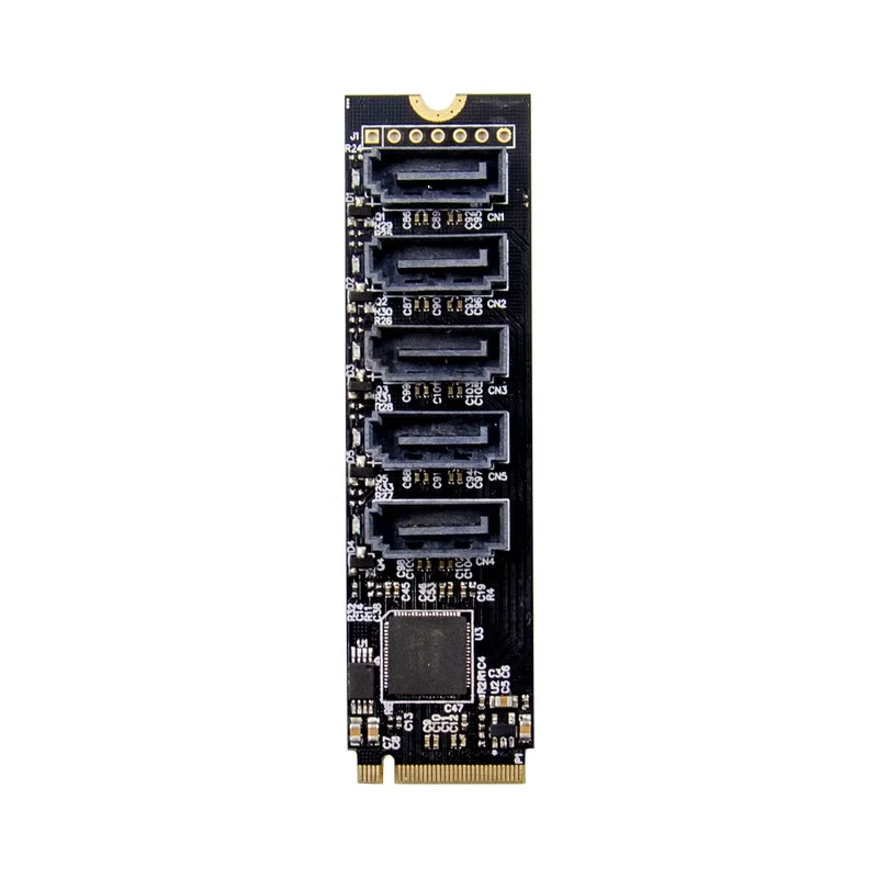 PCIe X2 M.2 Key M to 5-Port SATA 3.0 adapter Card NGFF NVME M.2 m Key to sata3.0 Converter Card JMB585 chipset 6Gbps SATA3