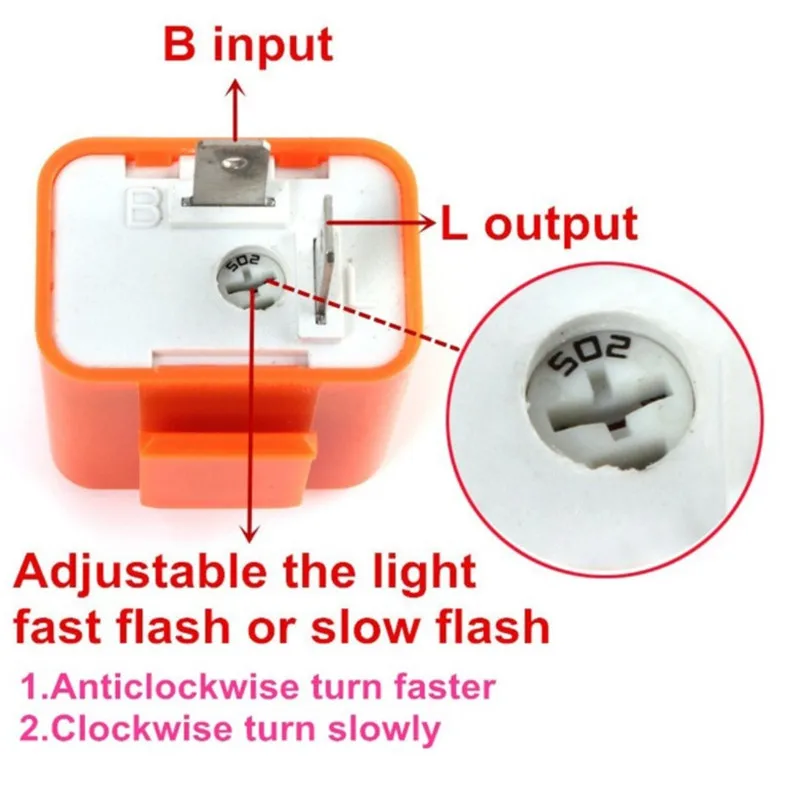 12V 2 Pin LED Flasher Adjustable Frequency Relay Turn Signal Indicator Motorbike Fix Motorcycle Flasher Multiple Protection Safe