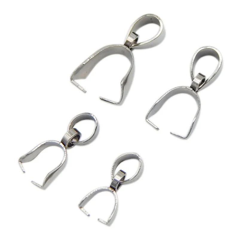 

20pcs stainless steel Pinch Clip Bail Clasps Hooks Connector Steel Color Fermoir Connecteur Collier For Necklace Pendant DIY