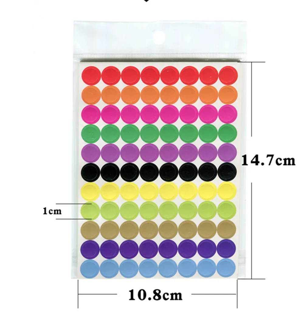 880Pcs/10 Vel Ronde Kawaii Cirkels Afdichting Sticker Papier Etiketten Gekleurde Dot Stickers Lijm Pakket Label Party Decoratie