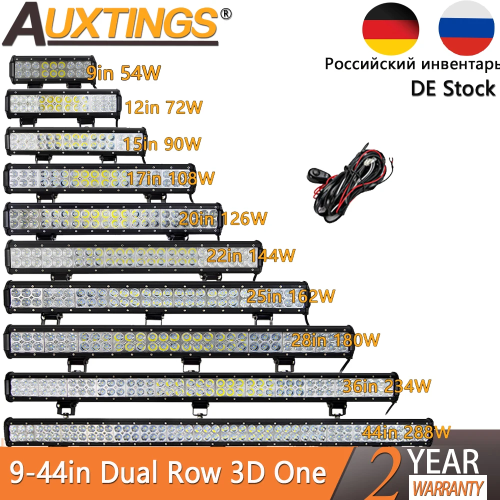 Auxtings 12'' 22'' 20inch 12V 24V offroad led light bar Spot Flood Combo 20'' 126W led Work Light for Jeep Car 4WD Truck SUV ATV