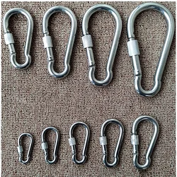 1Pcs 304/316 Stainless Steel Carabiner Carbine Snap Hook with nut-lock Spring Buckle Key Ring M4 M5 M6 M7 M8 M9 M10 M11 M12