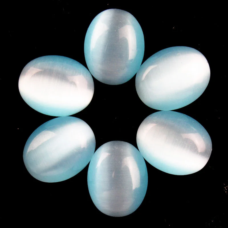 20pcs Fashion hot sale Wholesale High Quality Blue Cat Eye Gem Oval for jewelry Accessories 10x8x3mm TJ79907