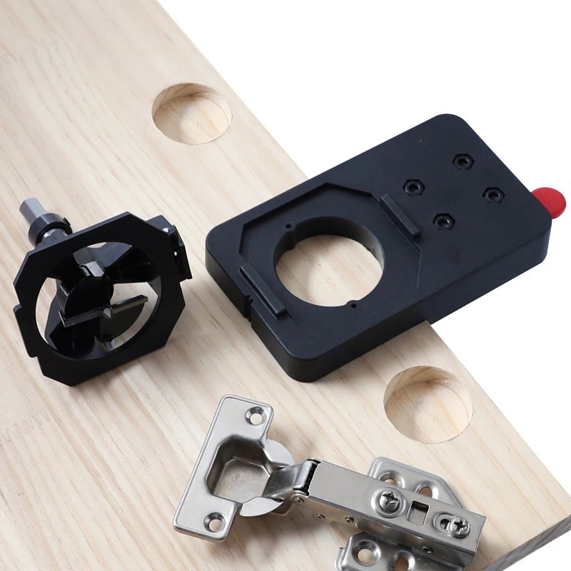 Woodworking 35mm Hinge Boring Jig Hole Drilling Guide Locator with Fixture Hole Punching For Door Concealed Installation