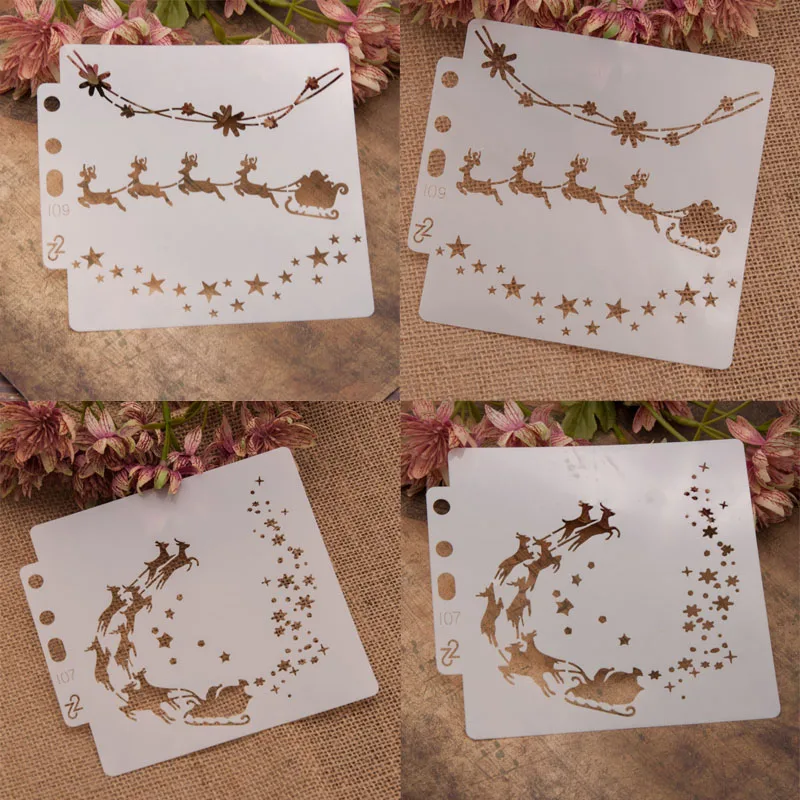 

2pc Christmas Deer Stencils DIY Walls Layering Painting Template Decoration Scrapbooking Diary Stamp Coloring Embossing Reusable