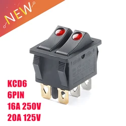 KCD6 6PIN 16A 250V 16A 125V Double Light Switch Rocker Switch ON-OFF KCD6  Button Lights Boat Power Switch